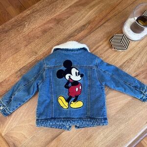 Zara Kids Fleece Lined Mickey Mouse Disney Denim Jacket 3-4y NWT🖤